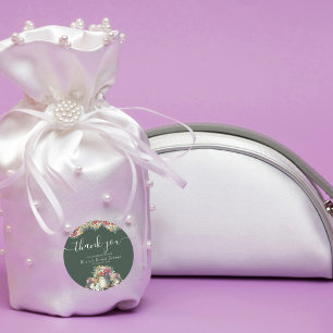 Vielen Dank Typografy Spring Flowers Brautparty Runder Aufkleber