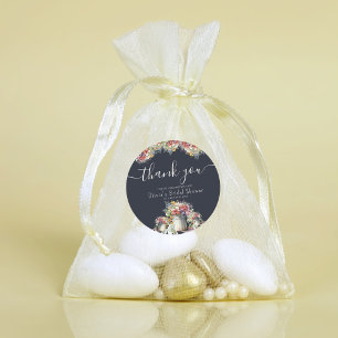 Vielen Dank Typografy Spring Flowers Brautparty Runder Aufkleber