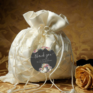 Vielen Dank Typografy Spring Flowers Brautparty Runder Aufkleber