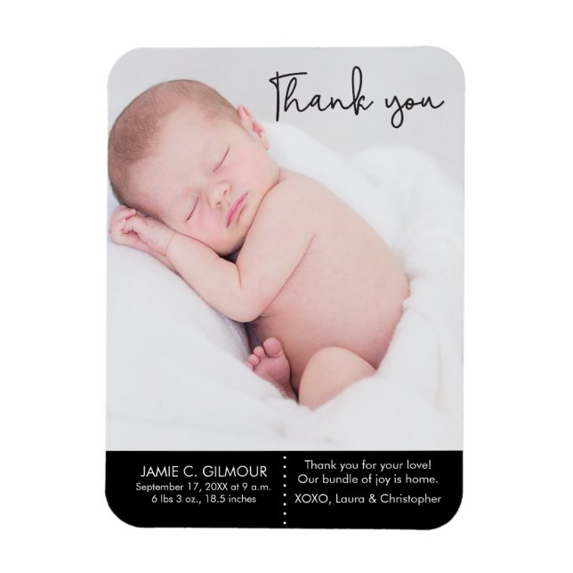Vielen Dank und Baby Birth Announcement, Script-Te Magnet (Vertikal)