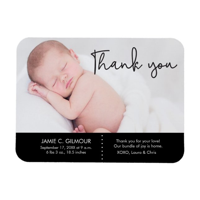 Vielen Dank und Baby Birth Announcement, Script-Te Magnet (Horizontal)