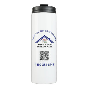 Vielen Dank und Ihr Geschäftslogo QR-Code Thermosbecher