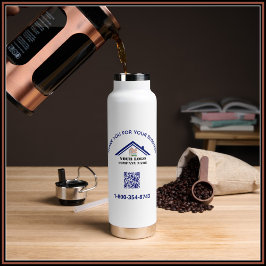 Vielen Dank und Ihr Geschäftslogo QR-Code Trinkflasche