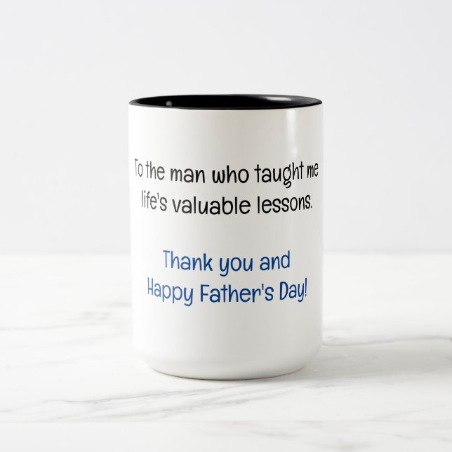 Vielen Dank und viel Glück zum Vater Zweifarbige Tasse (Mittel)