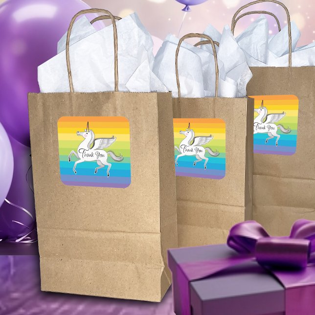 Vielen Dank Unicorn Regenbogenstreifen Quadratischer Aufkleber (Von Creator hochgeladen)