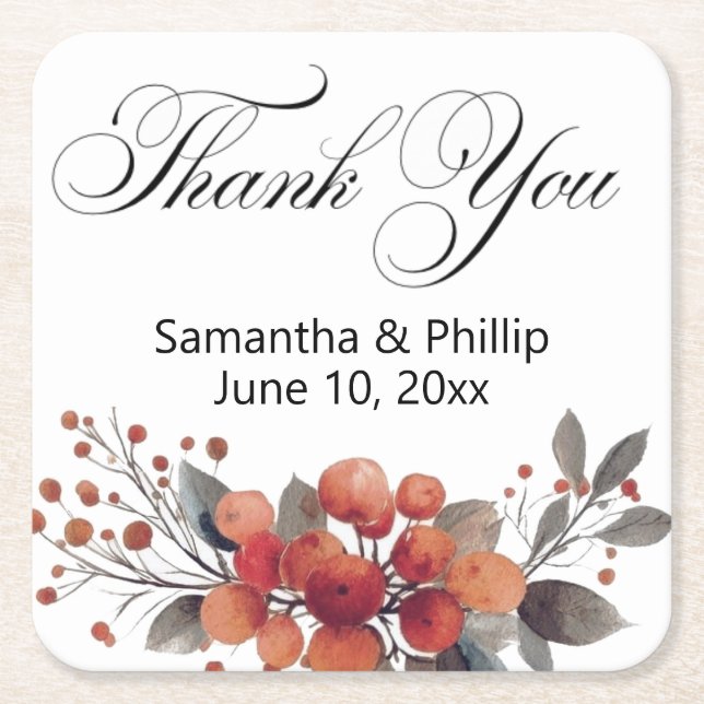 Vielen Dank, Untersetzer Gastgeschenke Hochzeiten (Vorderseite)