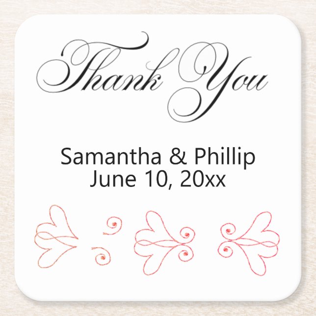 Vielen Dank, Untersetzer Gastgeschenke Hochzeiten (Vorderseite)