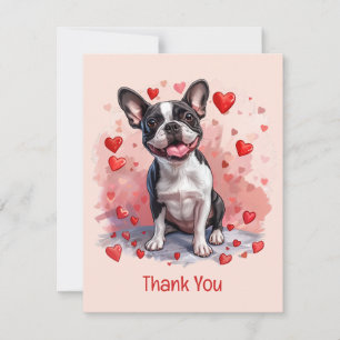 Vielen Dank, Valentinstag Boston Terrier Dog Dankeskarte