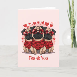 Vielen Dank Valentinstag Mops Hunde Dankeskarte