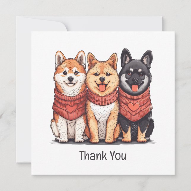 Vielen Dank Valentinstag Shiba Inu Hunde Dankeskarte (Vorderseite)