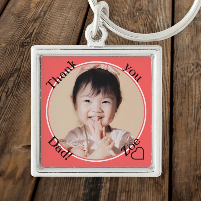 Vielen Dank, Vater in Rot und Rot, Foto und Name Schlüsselanhänger (Von Creator hochgeladen)