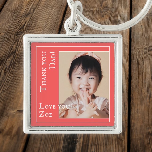 Vielen Dank, Vater in rot und weiß, Foto und Name Schlüsselanhänger (Von Creator hochgeladen)