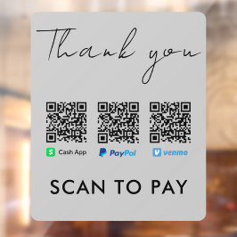 Vielen Dank Venmo Paypal CashApp Scan zu bezahlen  Fensteraufkleber