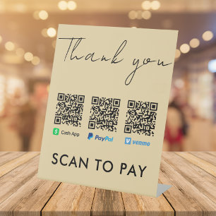 Vielen Dank Venmo Paypal CashApp Scan zu zahlen Gr Sockelschild