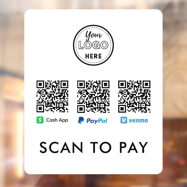 Vielen Dank Venmo Paypal CashApp Scan zum Bezahlen Fensteraufkleber (Blatt 2)