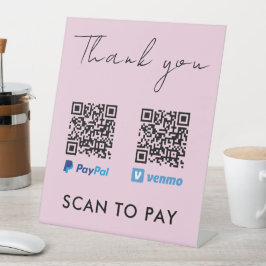 Vielen Dank Venmo Paypal QR Code Scan zu Pay Pink Sockelschild