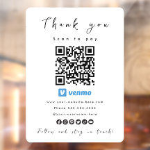 Vielen Dank Venmo QR Code Scan zu bezahlen weiß