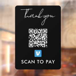Vielen Dank Venmo QR Code Scan zu zahlen moderne s Fensteraufkleber