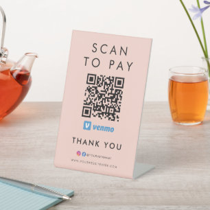 Vielen Dank Venmo Scan zu bezahlen QR Code rot Ros Sockelschild