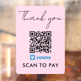 Vielen Dank Venmo Zahlung QR Code Scan zu zahlen P Fensteraufkleber