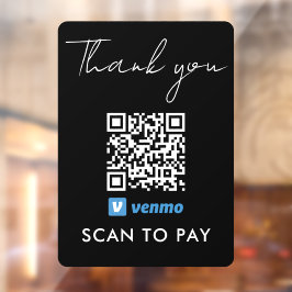Vielen Dank Venmo Zahlung QR Code Scan zu zahlen S Fensteraufkleber