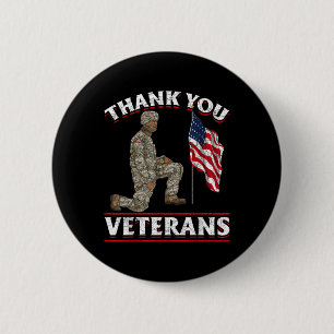 Vielen Dank Veteranen Amerikanischer Flaggensoldat Button