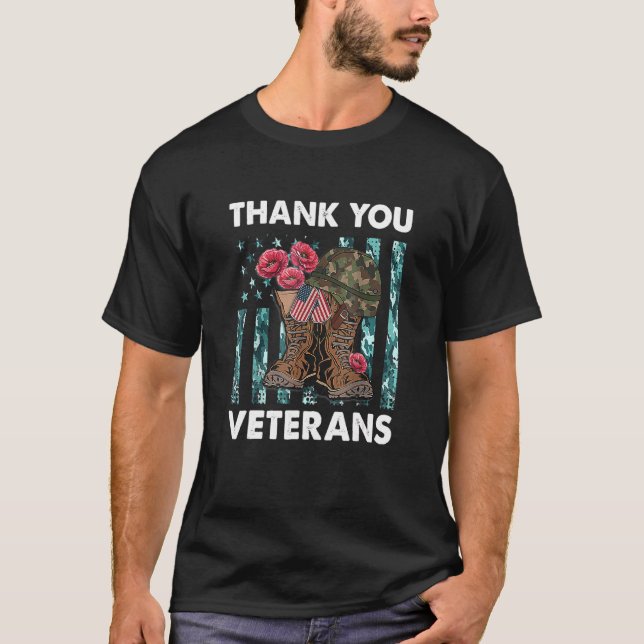 Vielen Dank Veteranen Combat Boots Blume Veterans  T-Shirt (Vorderseite)