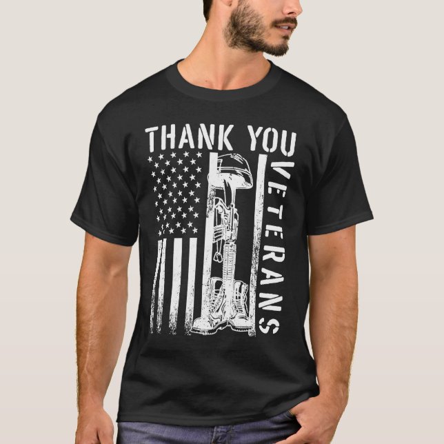 Vielen Dank Veteranen Combat Boots Veterans Day Am T-Shirt (Vorderseite)