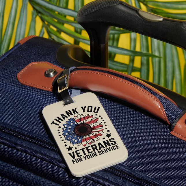 Vielen Dank Veteranen Sunflower Militär Tag Gepäckanhänger (Vorderseite Insitu 1)