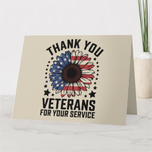 Vielen Dank Veteranen Sunflower Militär Tag Karte