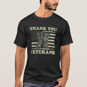 Vielen Dank Veterans American Flag Combat Boots Ve T-Shirt