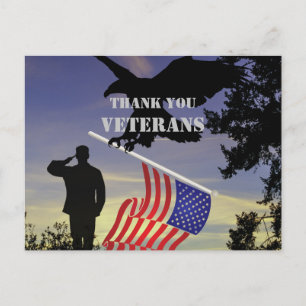 Vielen Dank Veterans American Flag Eagle Postkarte