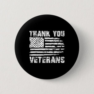 Vielen Dank Veterans American Flag Proud Veteran Button