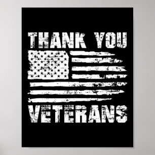 Vielen Dank Veterans American Flag Proud Veteran Poster