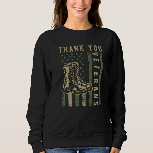 Vielen Dank Veterans Combat Boots American Patriot Sweatshirt (Vorderseite)