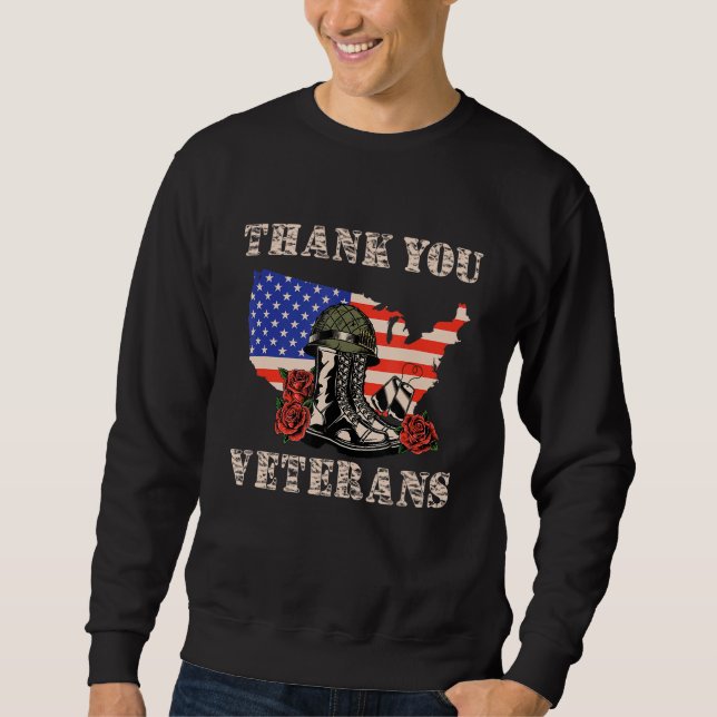Vielen Dank Veterans Combat Boots Helmet Veterans  Sweatshirt (Vorderseite)