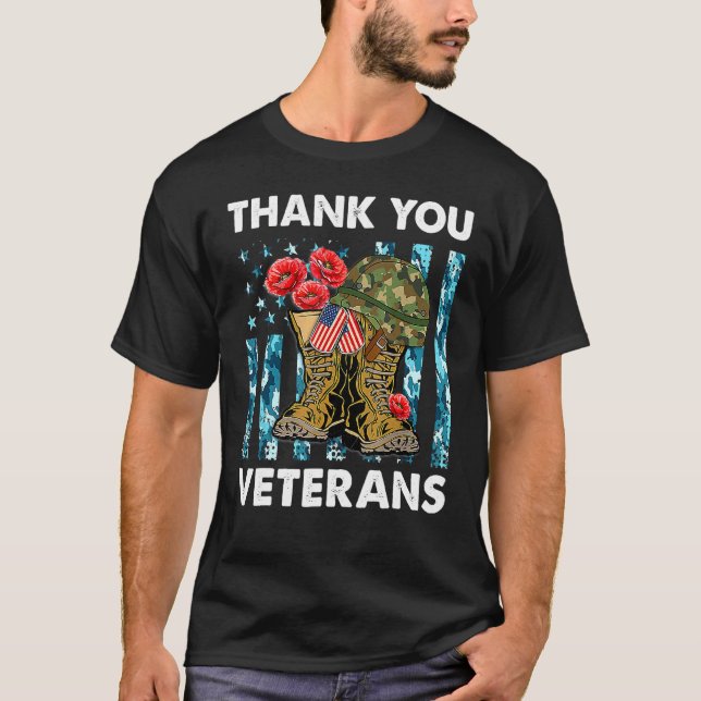Vielen Dank Veterans Combat Boots Poppy Blume für  T-Shirt (Vorderseite)