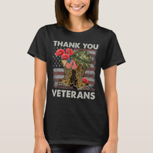 Vielen Dank Veterans Combat Boots Poppy Blume Us F T-Shirt