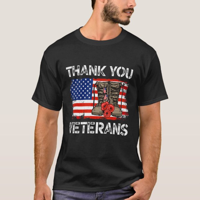 Vielen Dank Veterans Combat Boots Veteran Day Amer T-Shirt (Vorderseite)