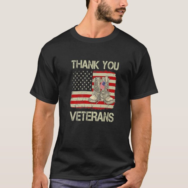 Vielen Dank Veterans Combat Boots Veteran Day Amer T-Shirt (Vorderseite)