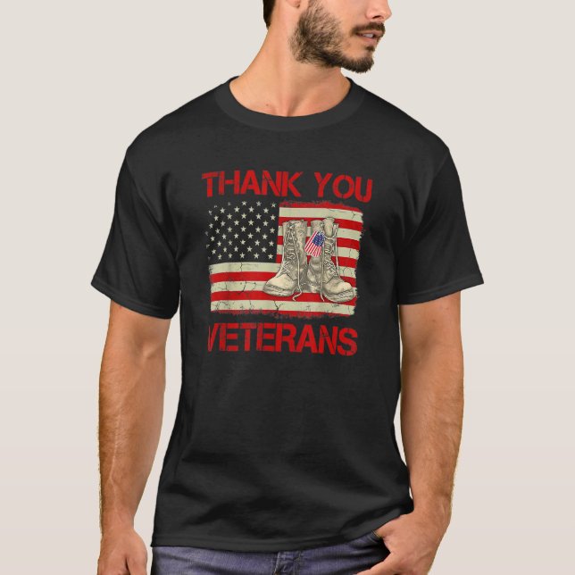 Vielen Dank Veterans Combat Boots Veteran Day Amer T-Shirt (Vorderseite)