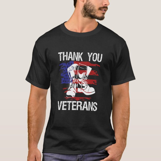 Vielen Dank Veterans Combat Boots Veteran Day Amer T-Shirt (Vorderseite)