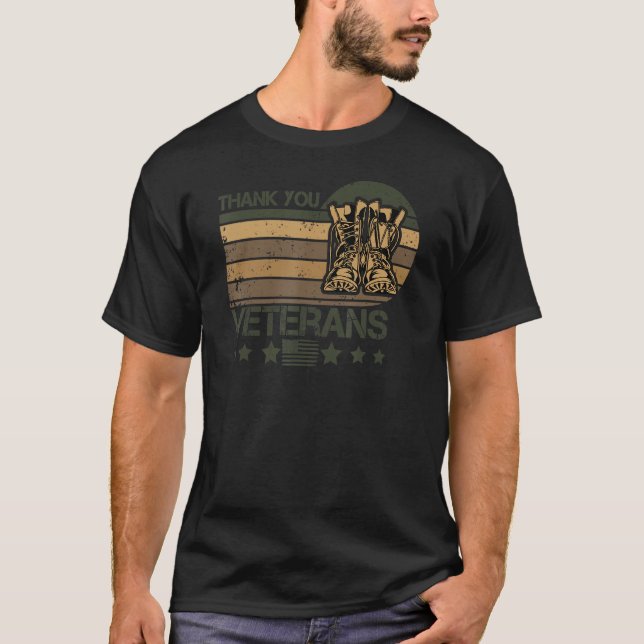 Vielen Dank Veterans Combat Boots Veteran Day Amer T-Shirt (Vorderseite)