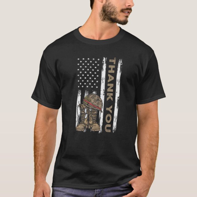 Vielen Dank Veterans Combat Boots Veteran Day Amer T-Shirt (Vorderseite)