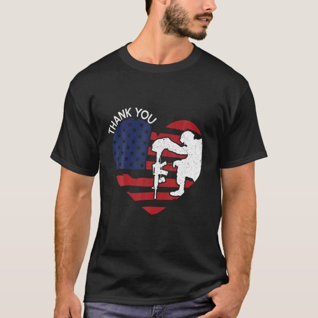 Vielen Dank Veterans Day American Flag Herz Men Wo T-Shirt (Vorderseite)
