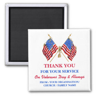 Vielen Dank Veterans Patriotic Vintag USA Flag Magnet