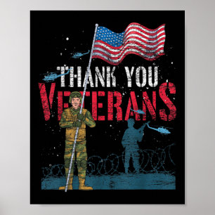 Vielen Dank Veterans Us Flag Patriotic Soldier Mit Poster