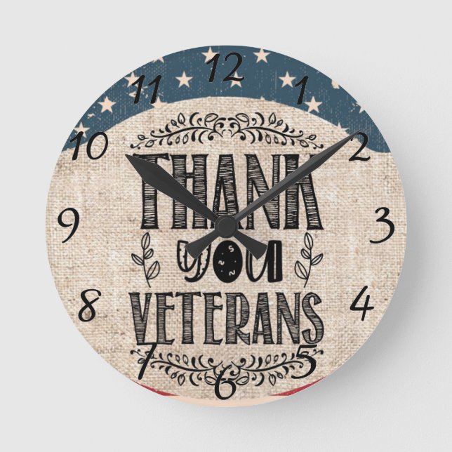 Vielen Dank Veterans Wall Clock Runde Wanduhr (Vorderseite)