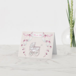 Vielen Dank Vintag Carriage Ivory Pink Gingham Dankeskarte