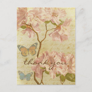 Vielen Dank Vintag Pink Rhododendron Elegant Flora Postkarte